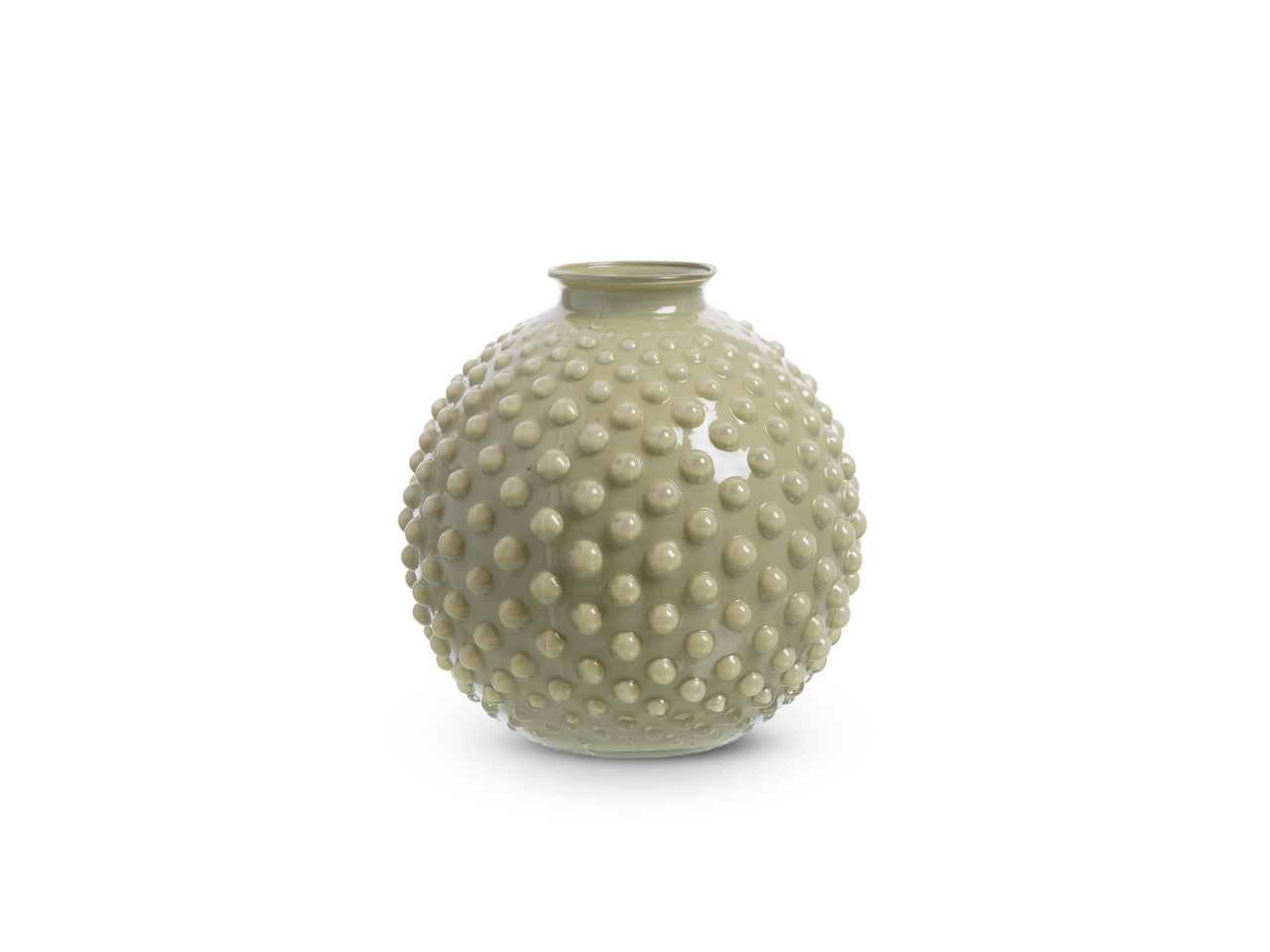 Vaso sfera con decoro a pois h.17 xd.16 cm oliva basic
