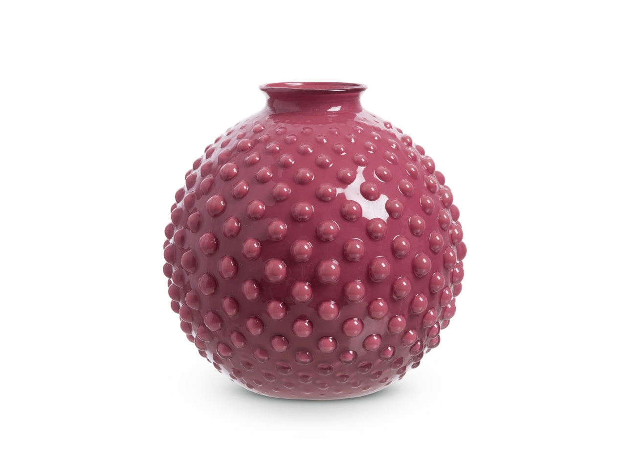 Vaso sfera con decoro a pois h.22 xd.21 cm  magenta basic