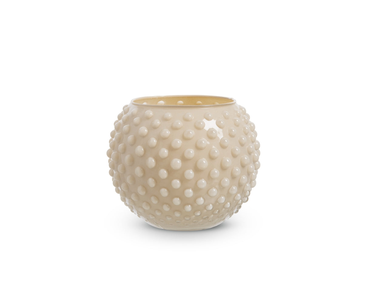 Vaso sfera con decoro a pois h.13xd.16 cm creta basic