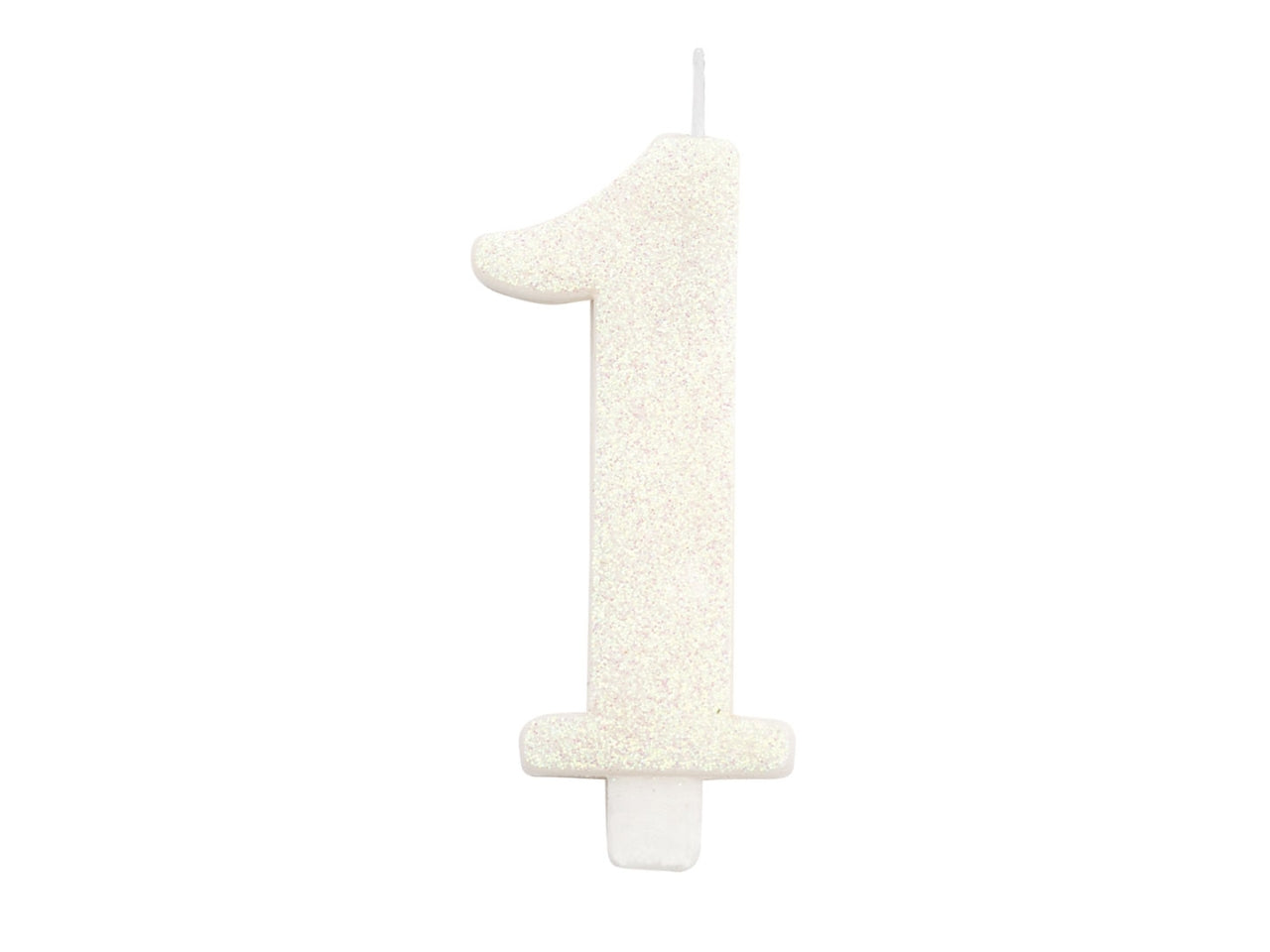 Candelina bio glitter n 1  cm 9,5 bianca