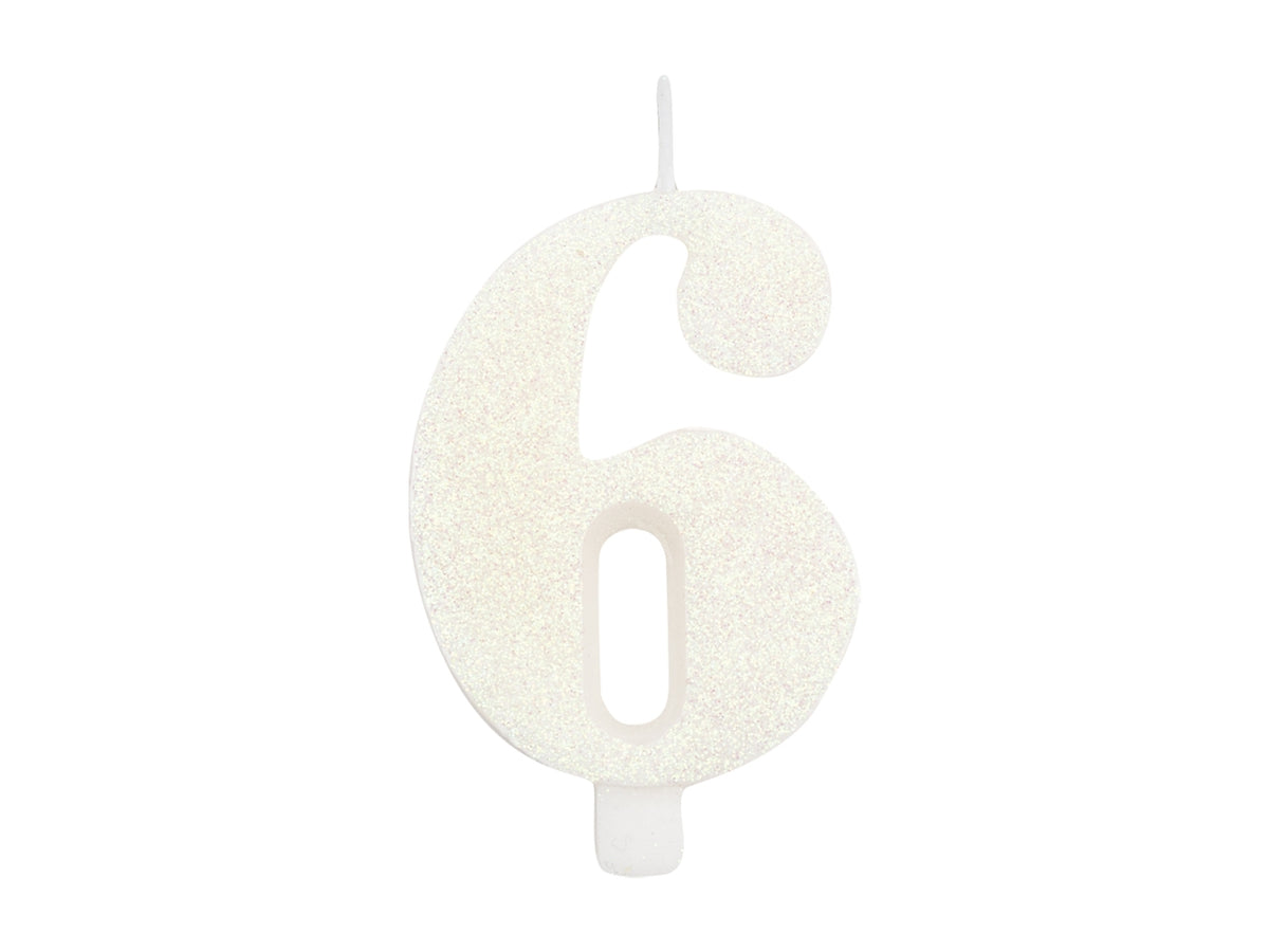 Candelina bio glitter n 6 cm 9,5 bianca
