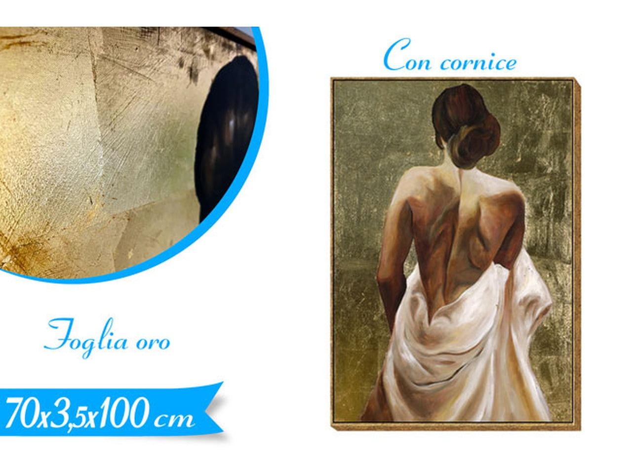 Quadro donna con cornice 70x100x3.5cm