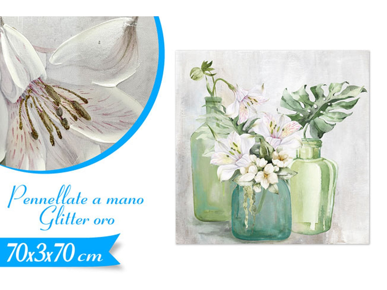 Quadro con fiori 70x70x3cm