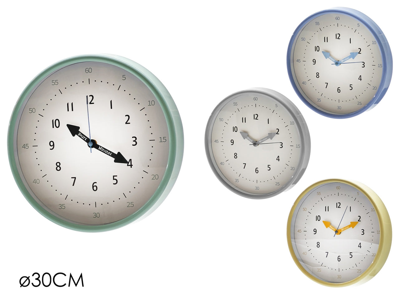 Orologio da muro d.30cm in 4 assortimenti