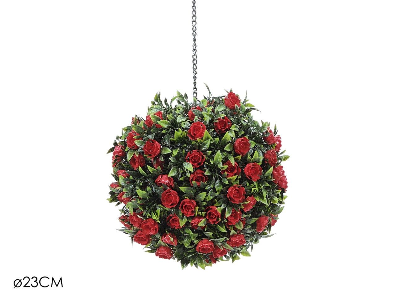 Sempreverde bosso rose rosse d.23cm con catena