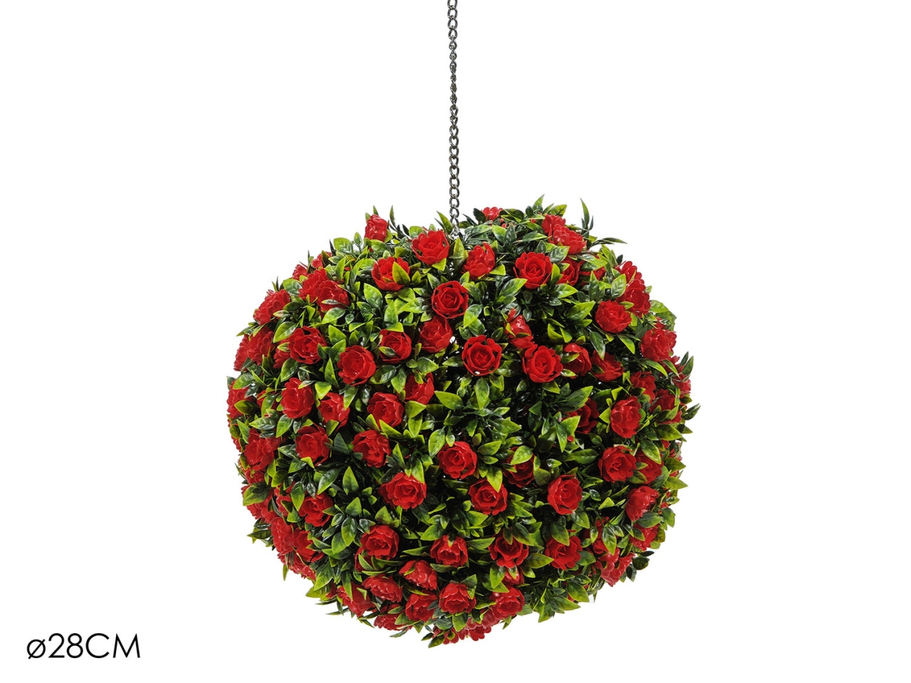 Sempreverde bosso rose rosse d.28cm con catena
