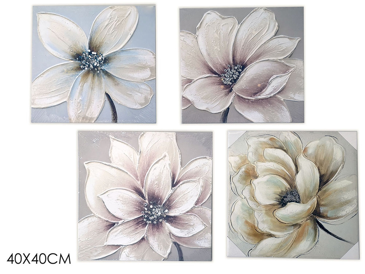 Quadro con fiori l40xh40cm in 4 assortimenti