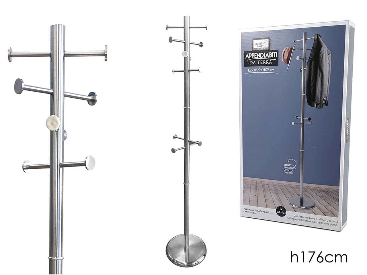 Piantana appendiabiti 12 posti h176cm