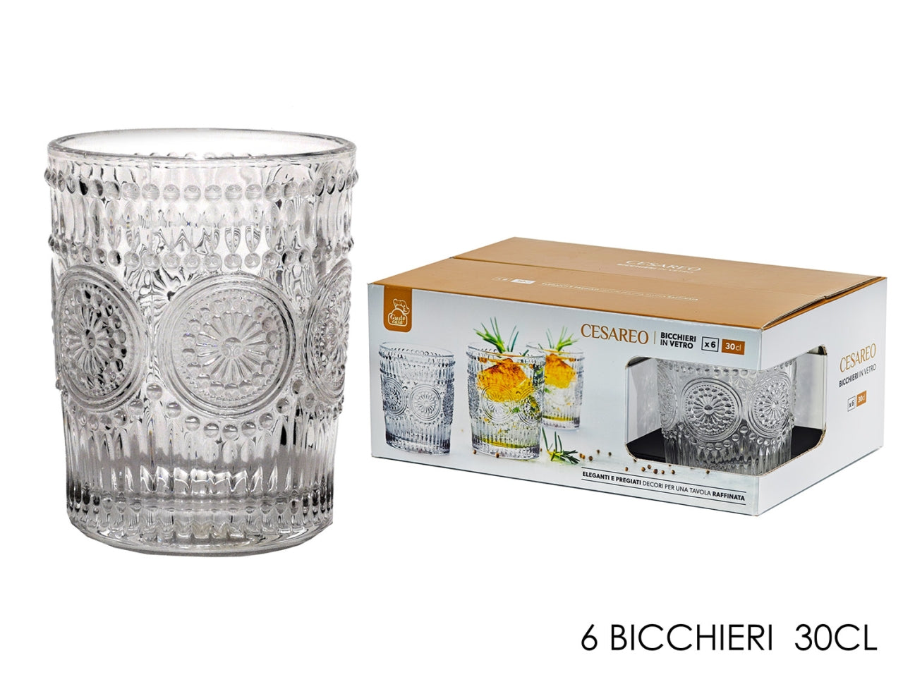 Set 6 bicchieri cesareo 30cl di colore trasparente