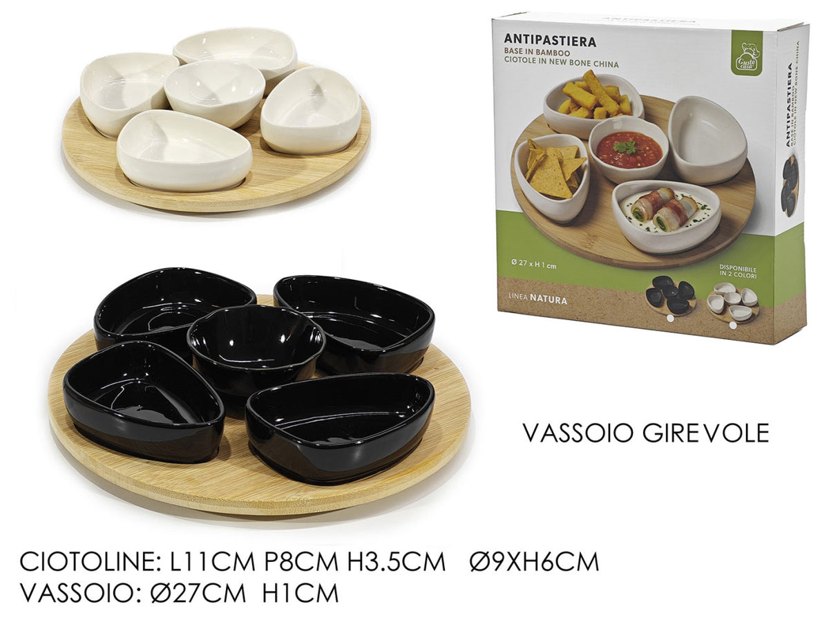 Natura antipastiera  set da 5pz con vassoio  bamboo assortiti di colore