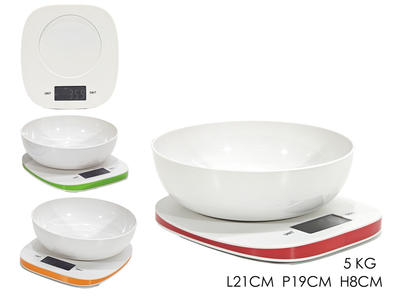 Bilancia da cucina digitale 5kg con ciotola 3 assortite