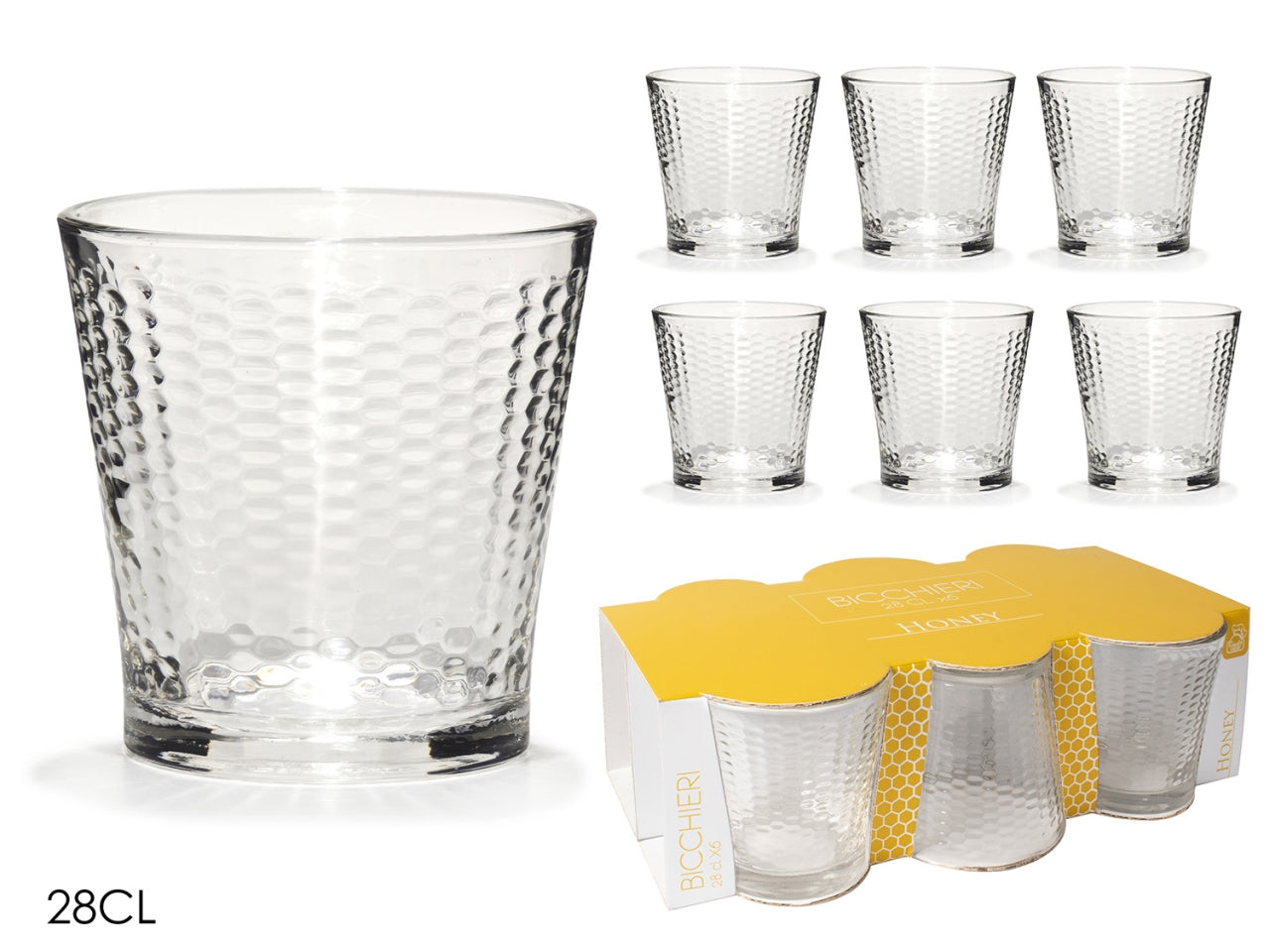 Bicchieri acqua modello honey 28cl set da 6 pezzi