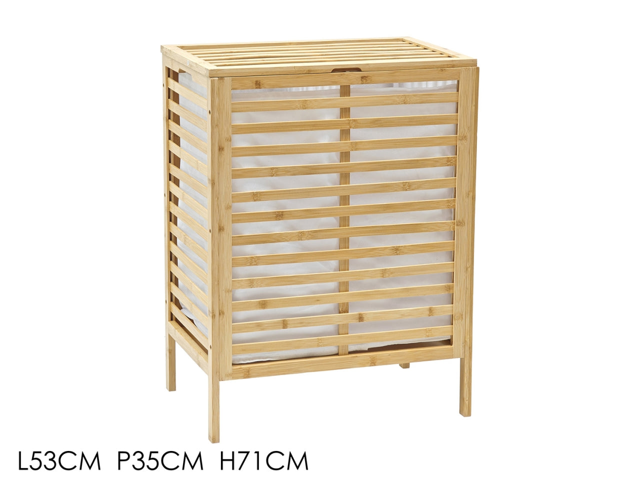 Mobiletto con 2 ceste portabiancherie in bamboo