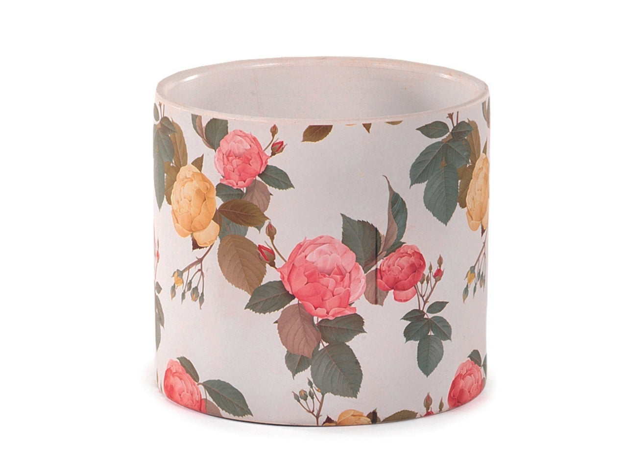 Chace pot con decoro boccioli rose d.12xh.10,5 cm