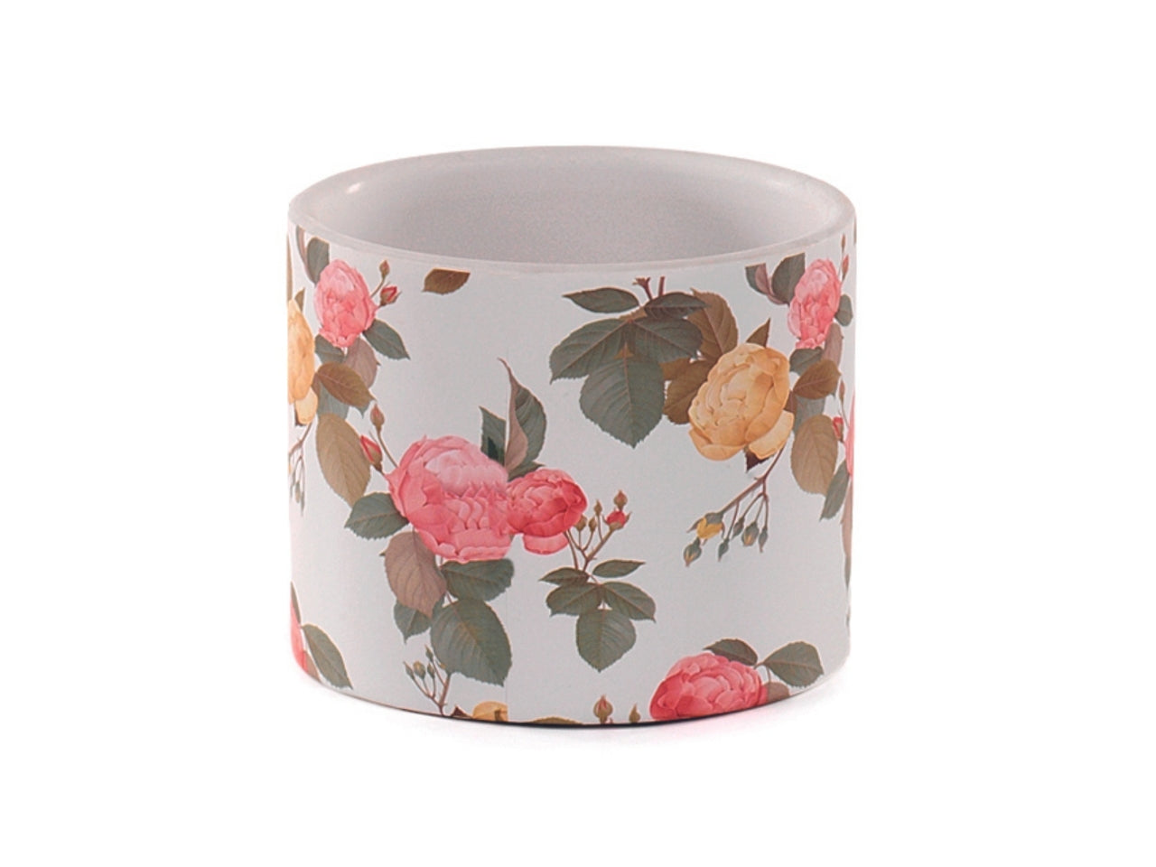 Chace pot con decoro boccioli rose d.10,5xh.8,5 cm