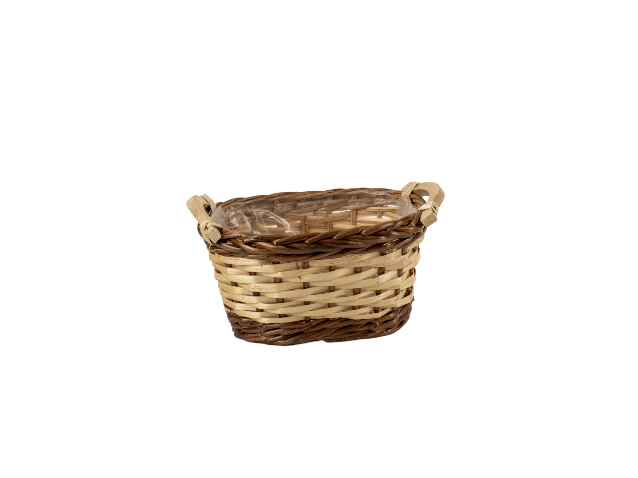 Chace pot  d.20x13xh.10cm ovale in vimini naturale e bordo scuro