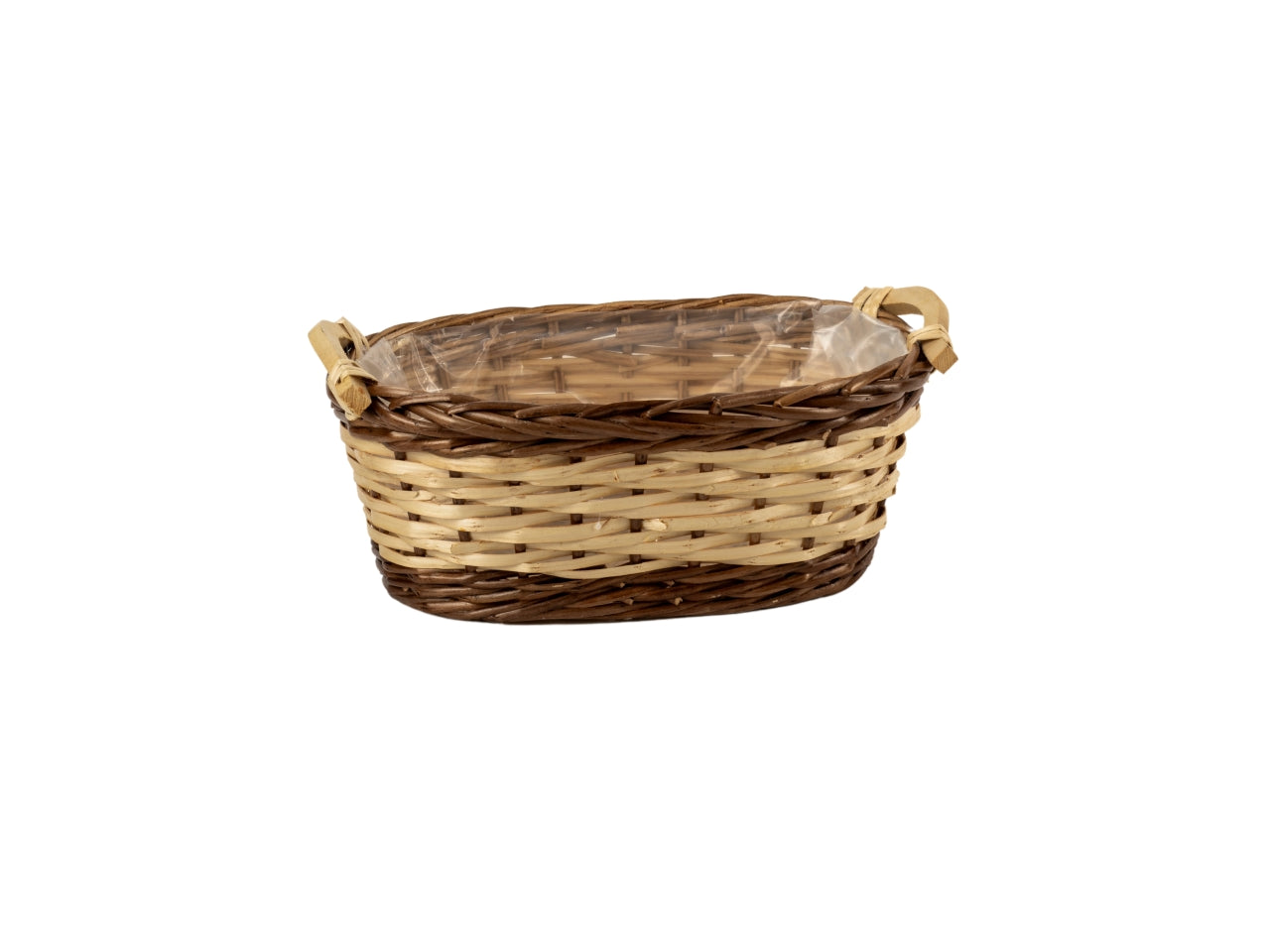 Chace pot  d.27x15xh.11cm ovale in vimini naturale e bordo scuro
