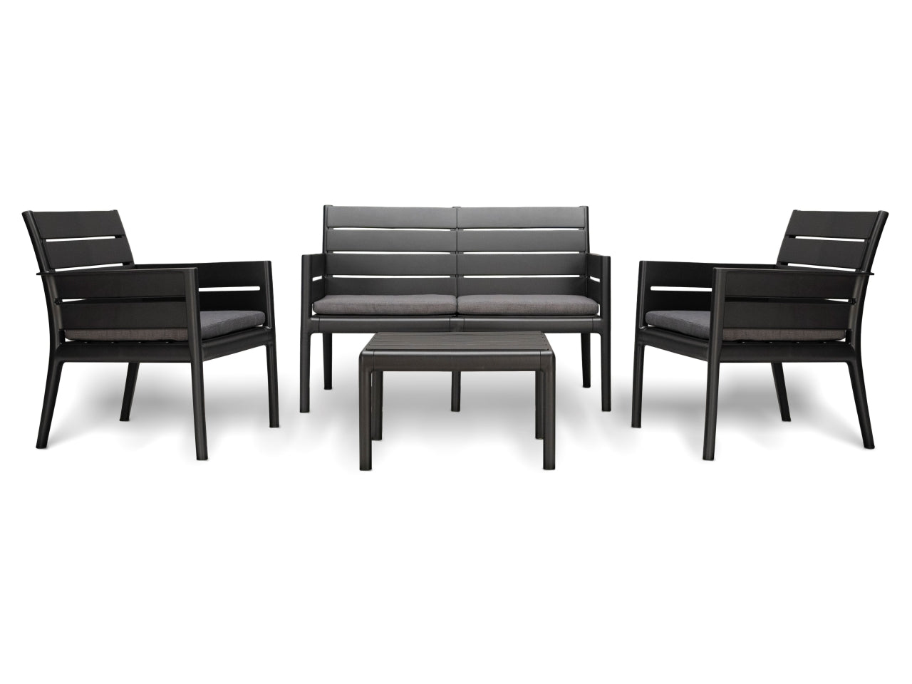 Set panka 4 posti antracite con cuscini