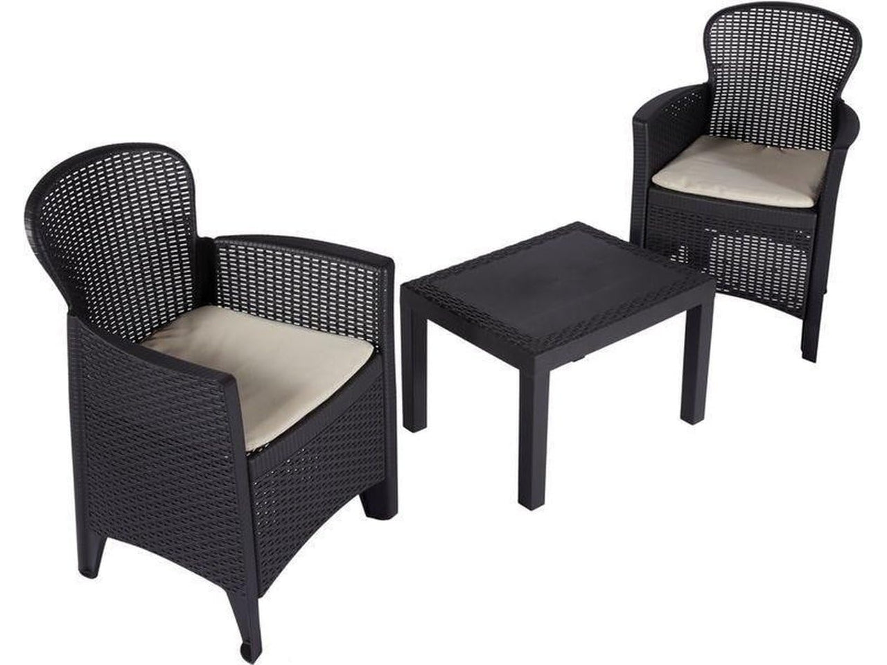 Set akita rattan antracite con cuscino grigio