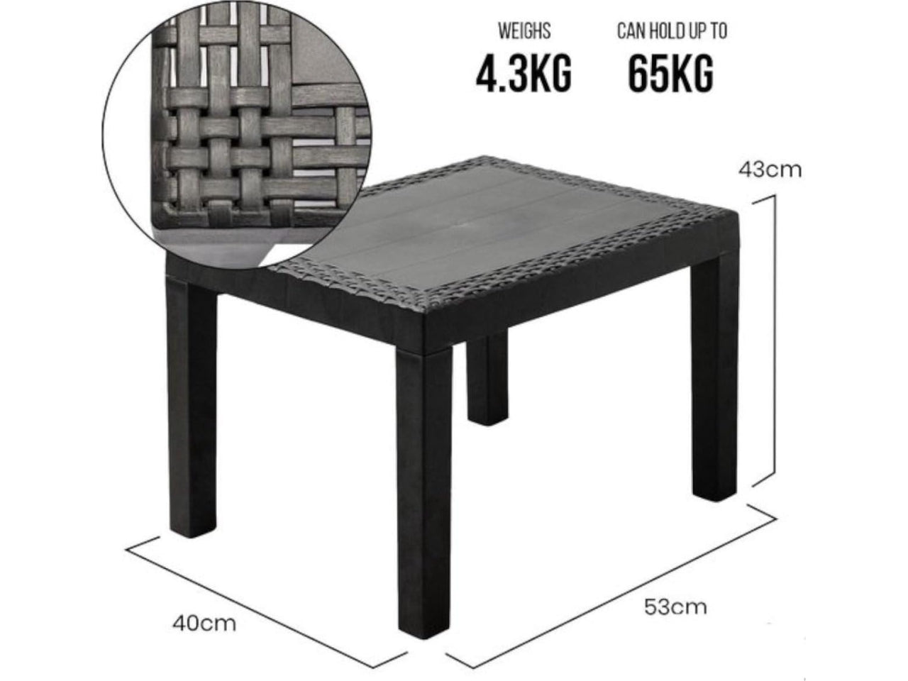 Set akita rattan antracite con cuscino grigio