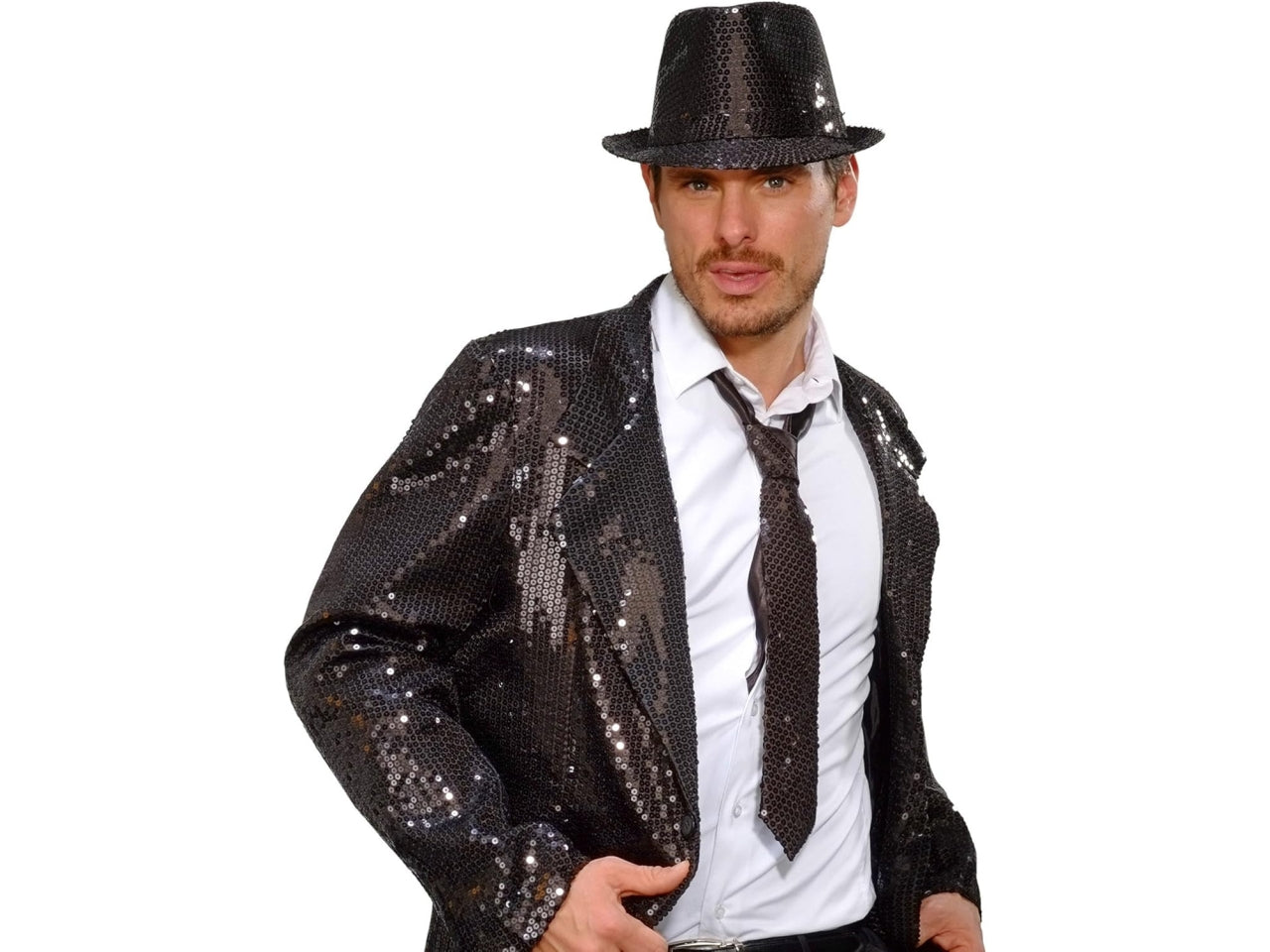 Cravatta in paillettes nera