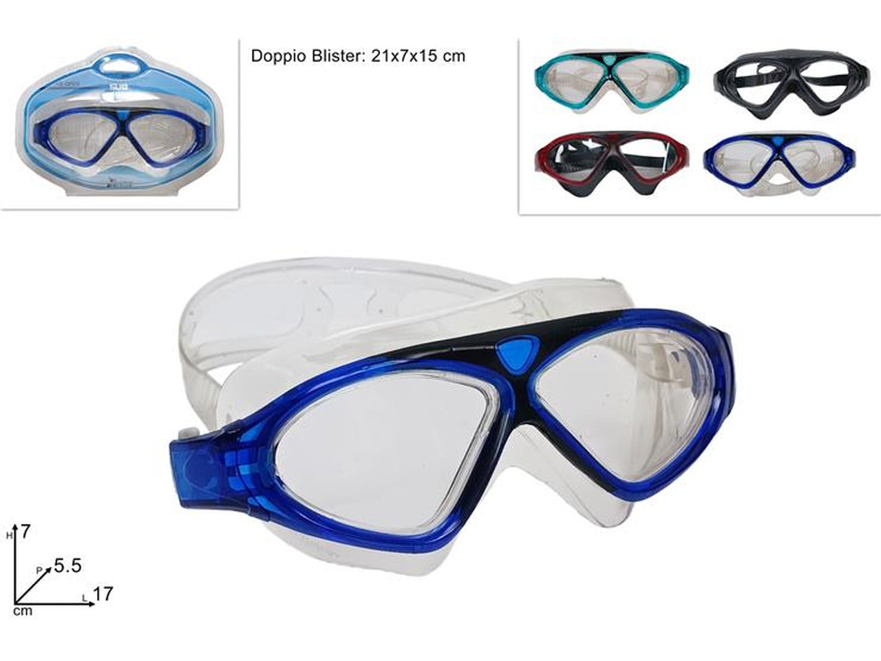 Occhialini piscina 4 assortiti con custodia