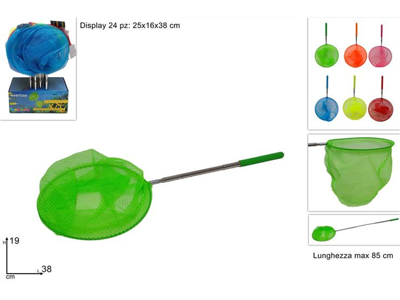 Retino telescopico 38cm allungabile a 85cm 6 assortiti