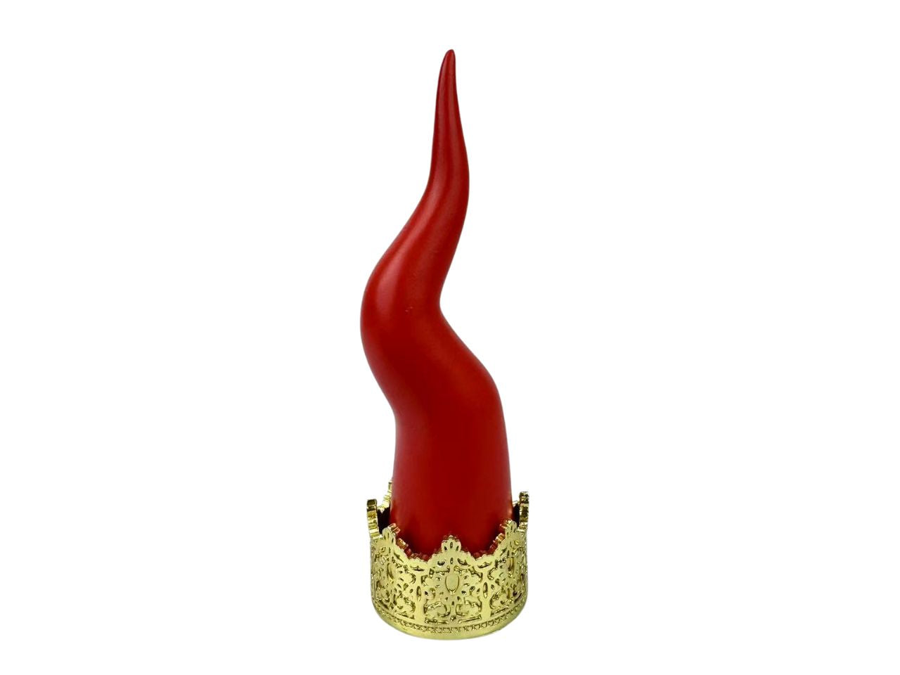Corno porta fortuna in resina h.15cm rosso e oro