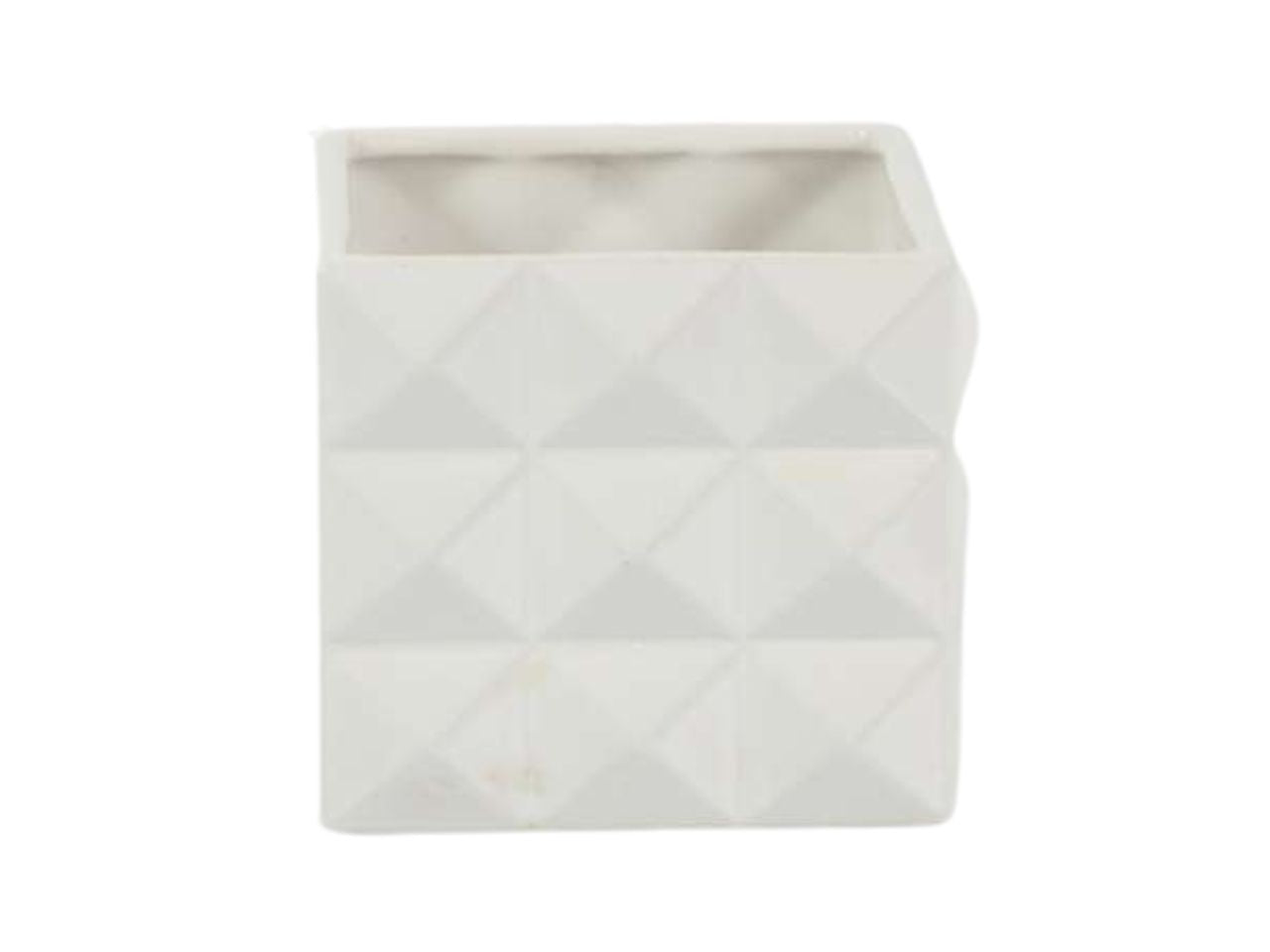 Vaso cubo diamond in ceramica 13x13xh.11cm bianco