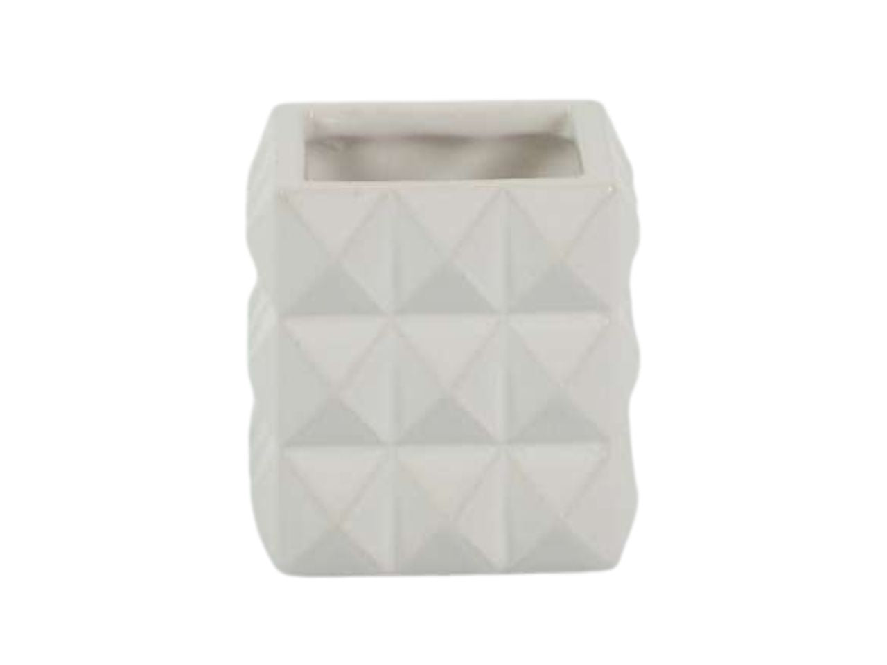 Vaso cubo diamond in ceramica 7x7xh.7cm bianco