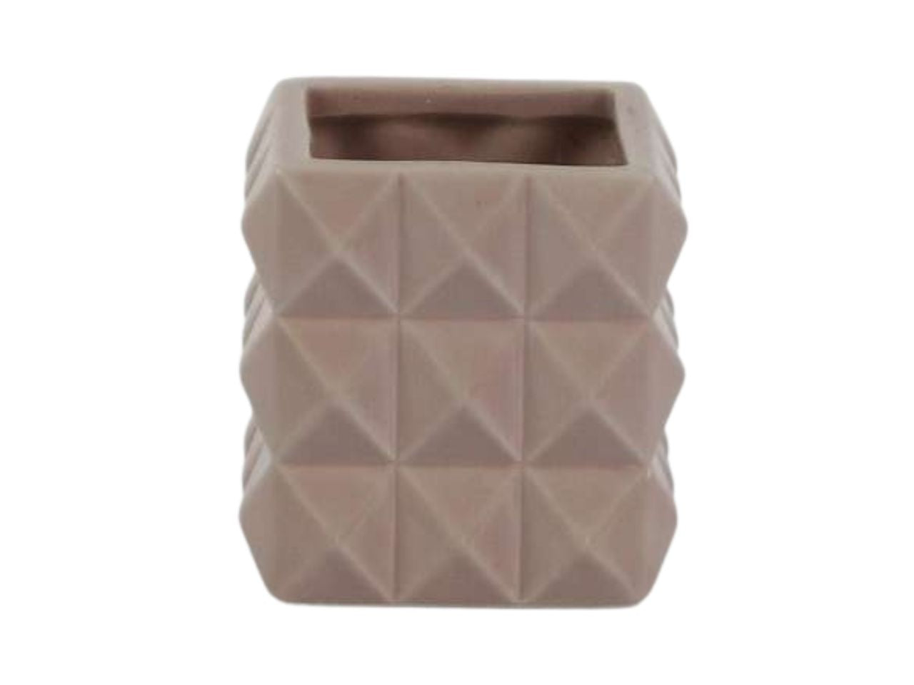 Vaso cubo diamond in ceramica 7x7xh.7cm rosa