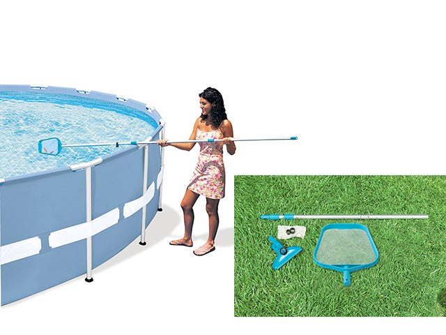 Per piscine di d. 488 cm o inferiore. La spatola Ã¨ munita di sacchetto per deposito detriti. Lo skimmer Ã¨ dotato di un resistente cestello a maglie. Retino con rete in polipropilene.