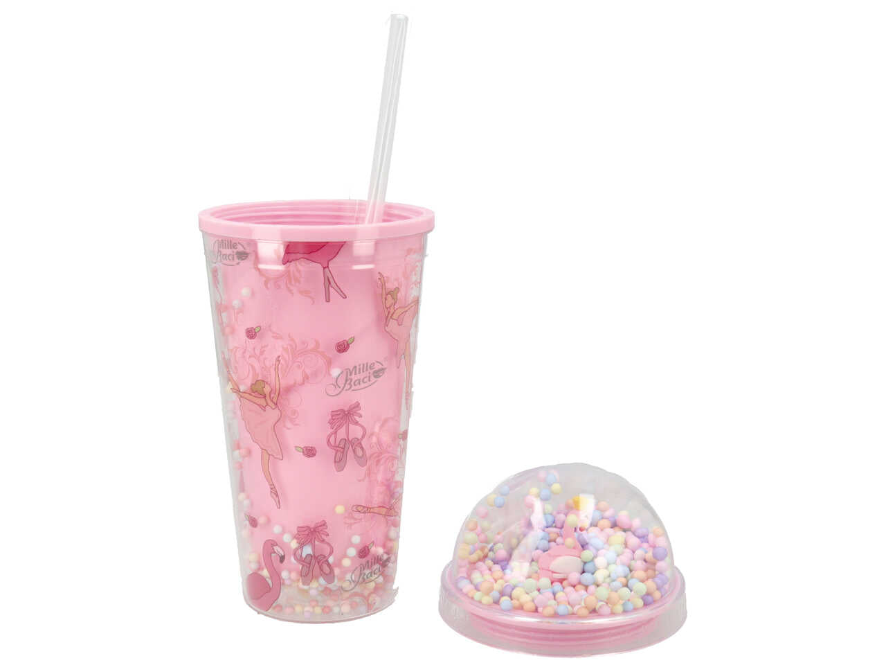 Bicchiere con cannuccia fantasia ballerina