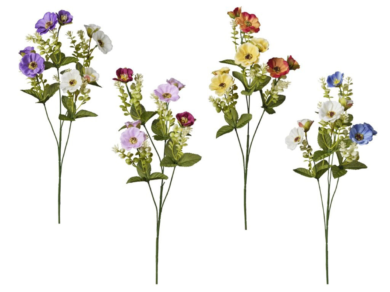 Ramo cosmee con 4 fiori 67cm in 4 colori assortiti