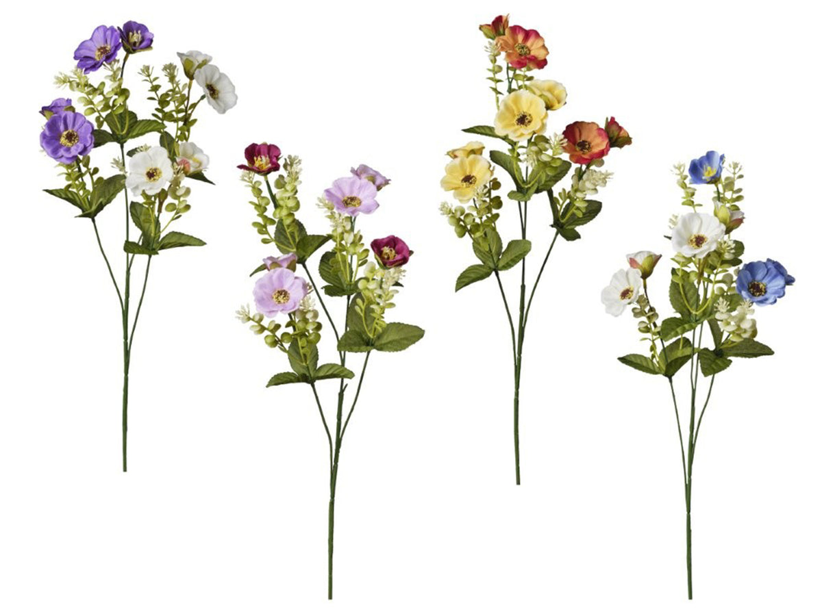 Ramo cosmee con 4 fiori 67cm in 4 colori assortiti
