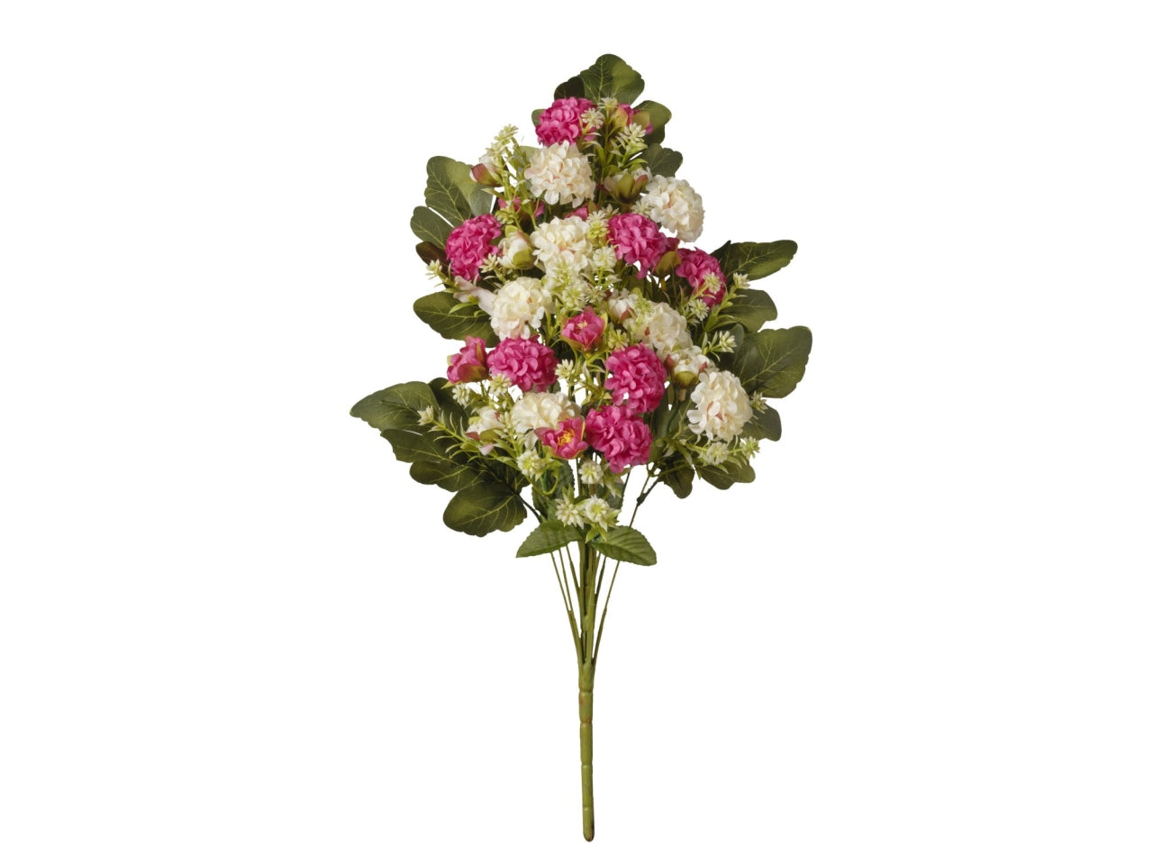 Mazzo frontale zinnie con 14 fiori 50cm fucsia e bianco