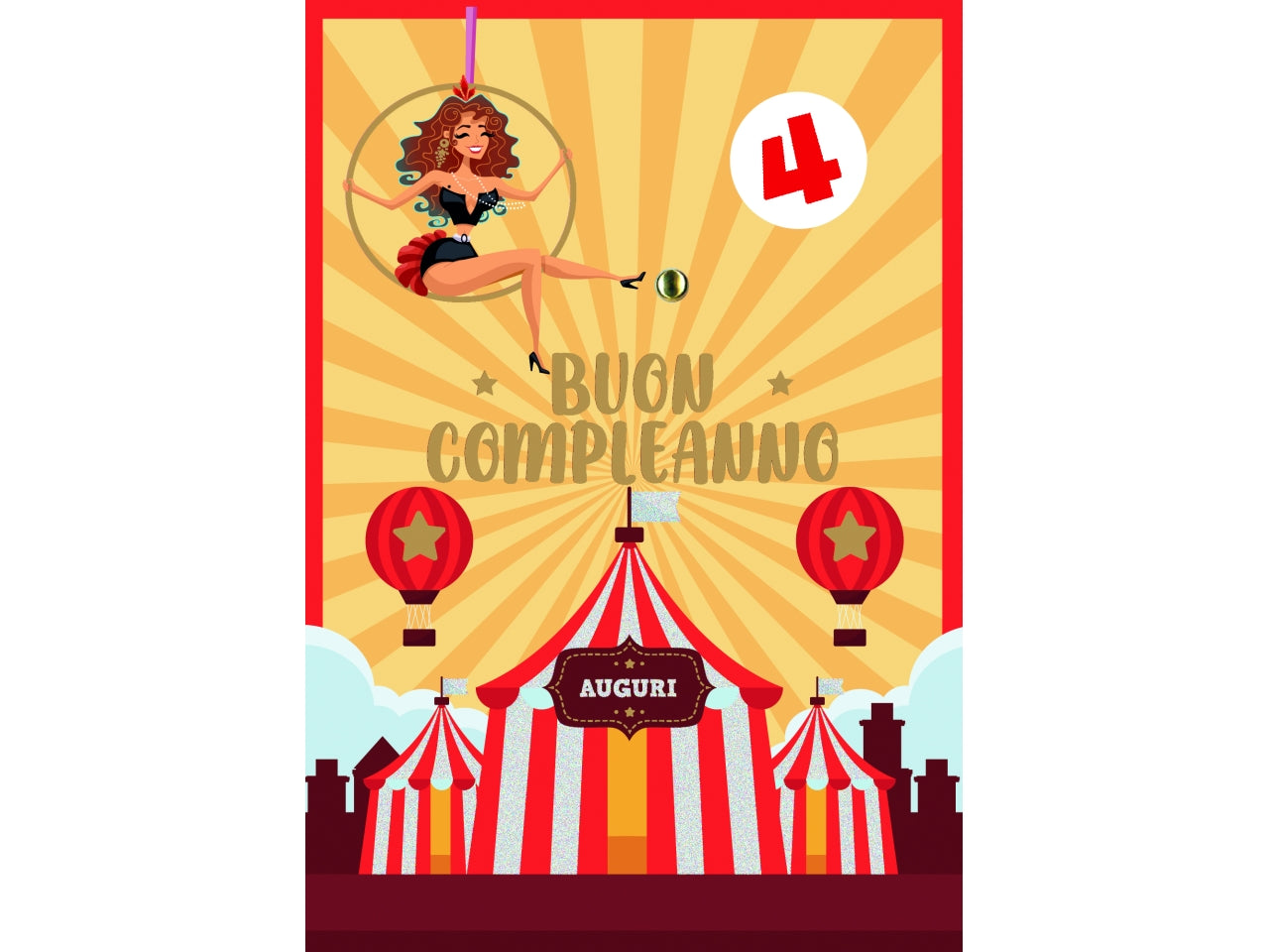 Biglietto buon compleanno bimbi rotella 1-9 tendone