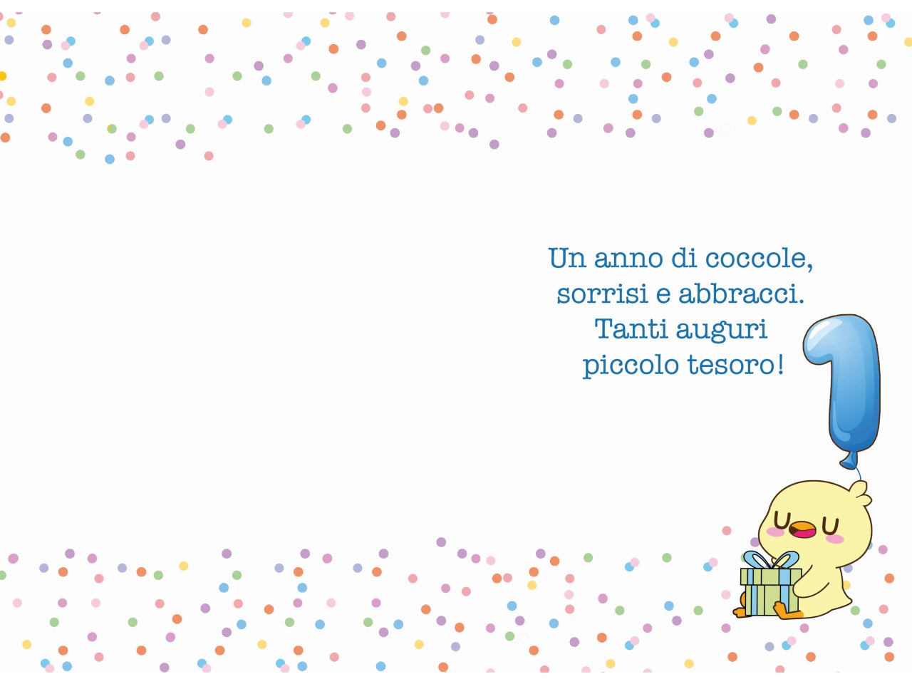 Biglietto buon compleanno bimbi 1Â° anno azzurro
