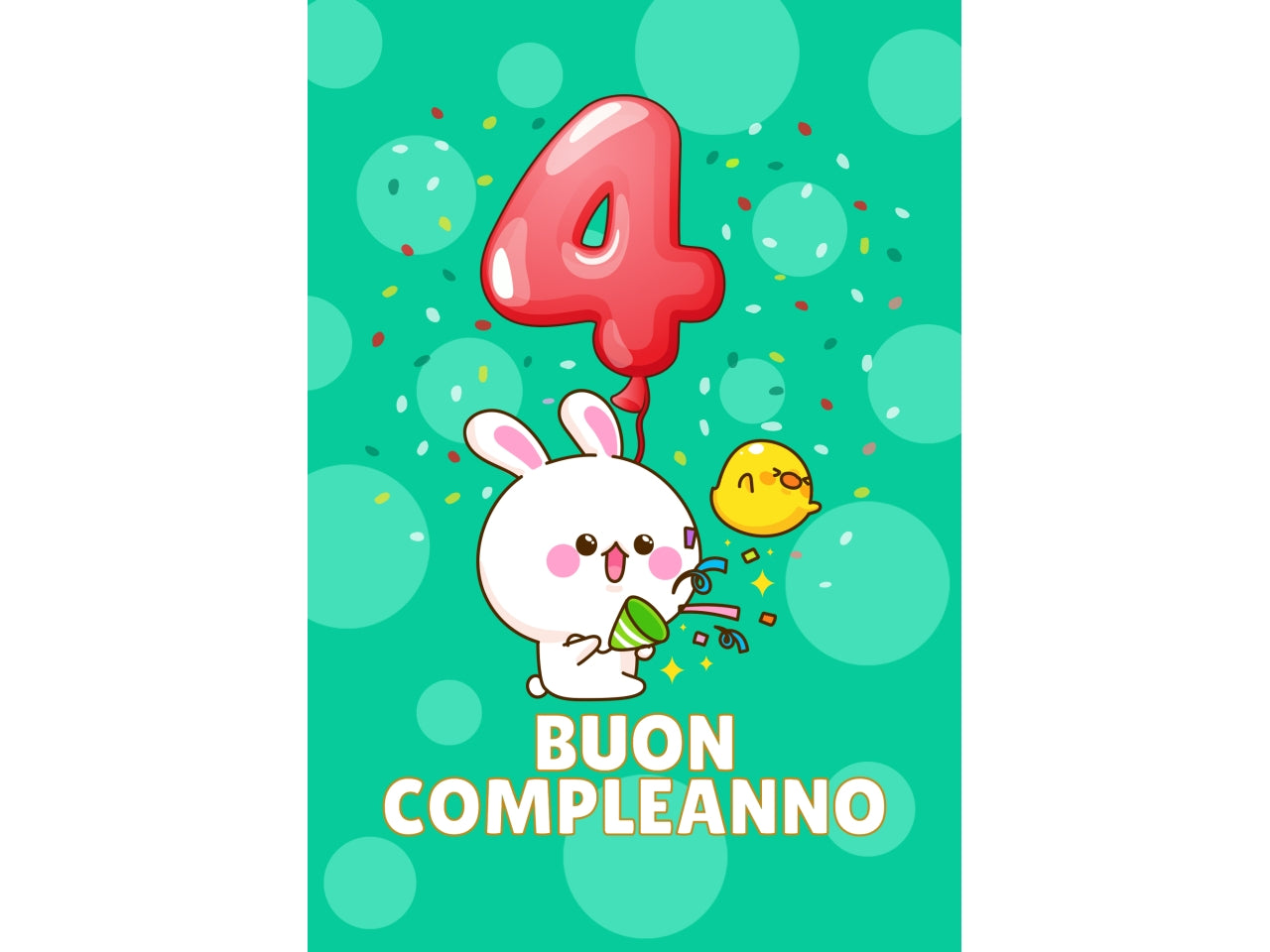 Biglietto buon compleanno bimbi 4Â° compleanno