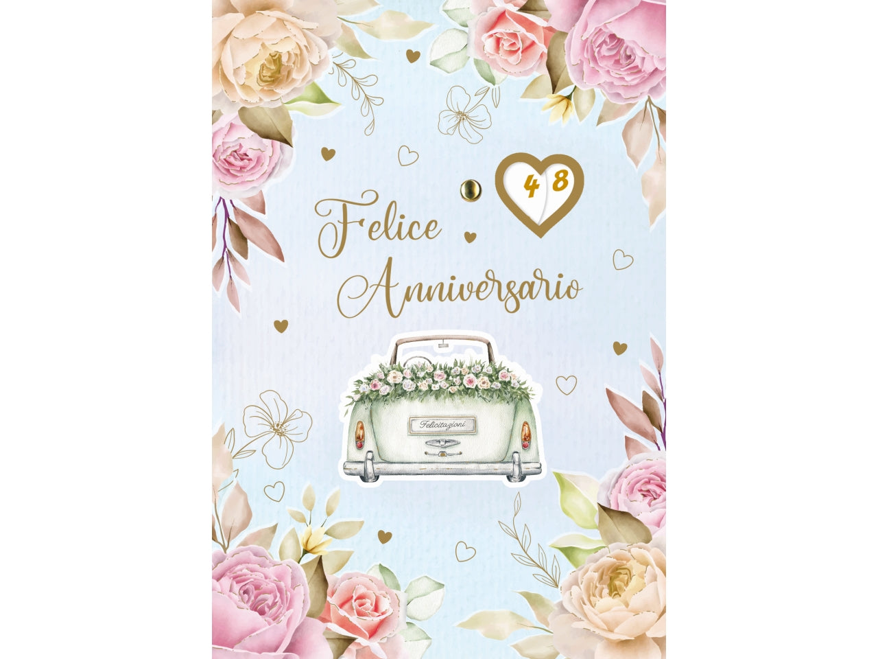 Biglietto felice anniversario doppia rotella 1-99