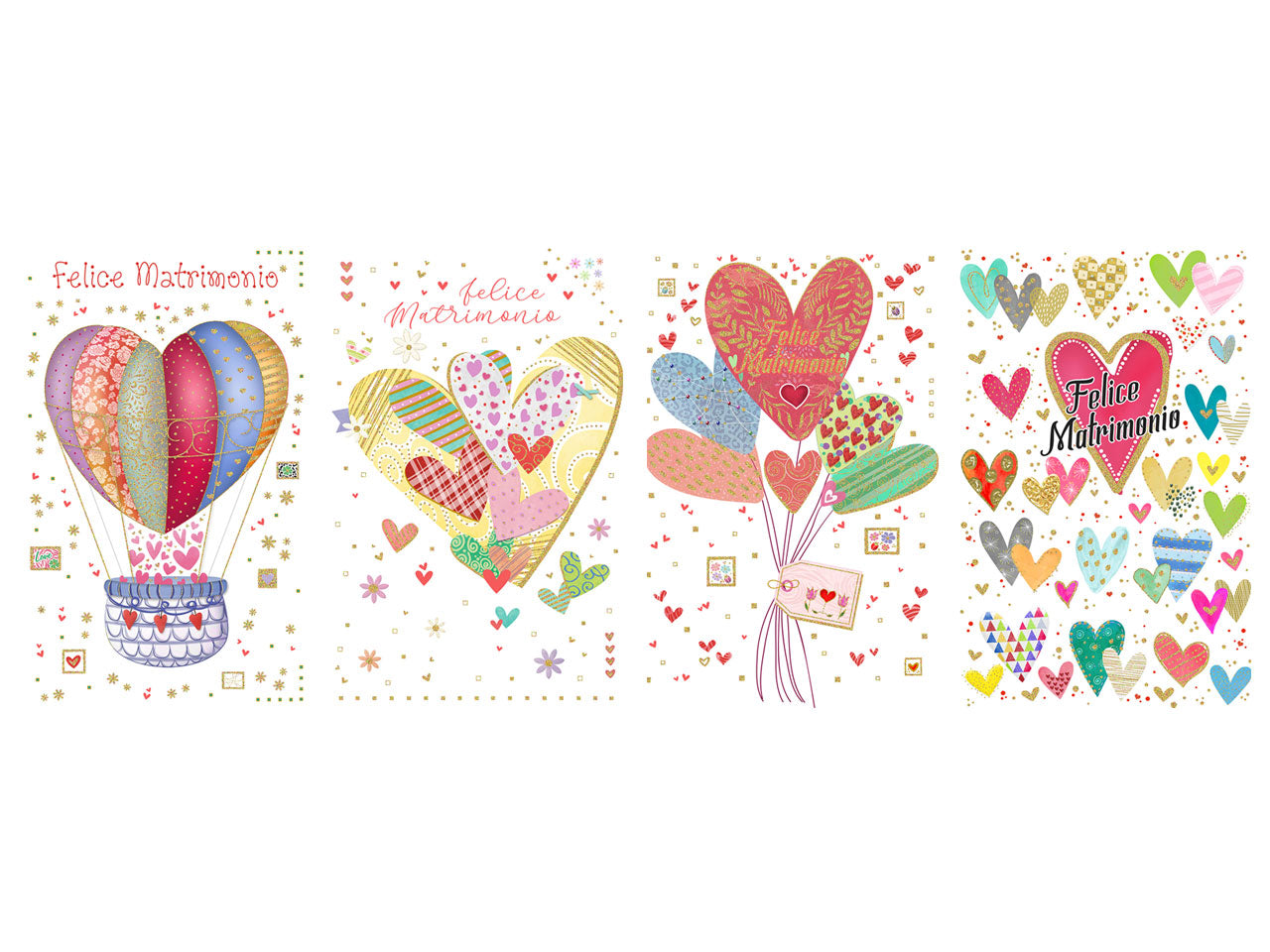 Biglietti mini felice matrimonio 6 pezzi