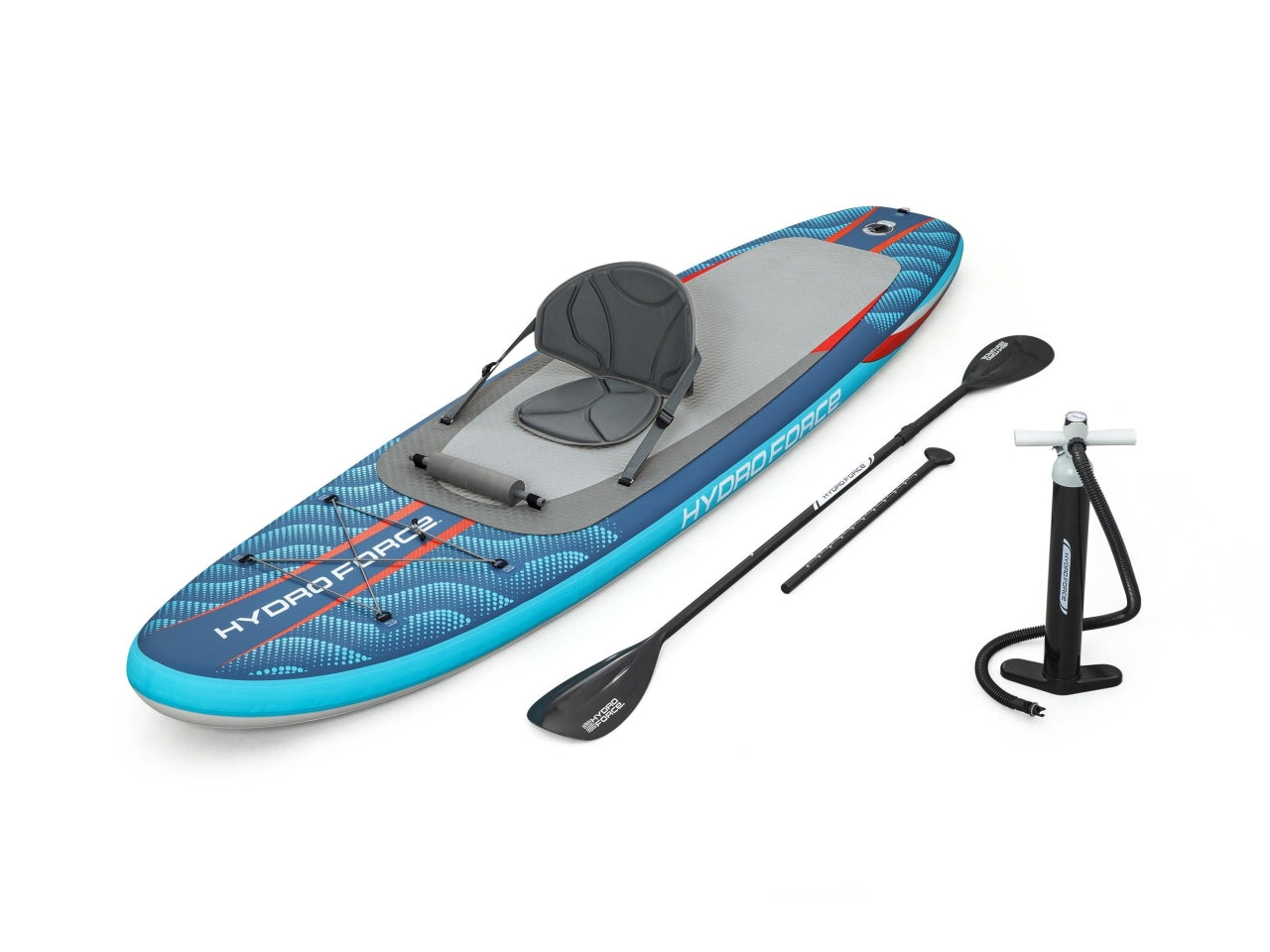 Sup hydro force oceana e kayak 274x76cm 2 in 1 include cordino di sicurezza alla caviglia, 1 pinna rimovibile, pompa manuale, pagaia regolabile a doppia pala, sedile, poggiapiedi e zaino