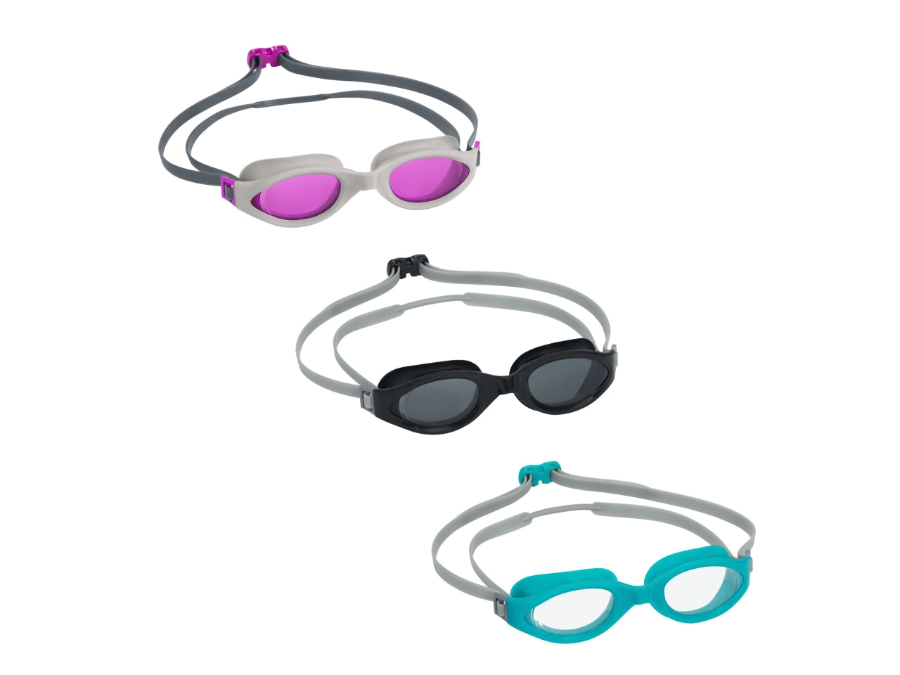 Occhialini ix-1400 in silicone con lenti in polibicarbonato e protezione uv per ragazzi dai 14+ in colori assortiti
