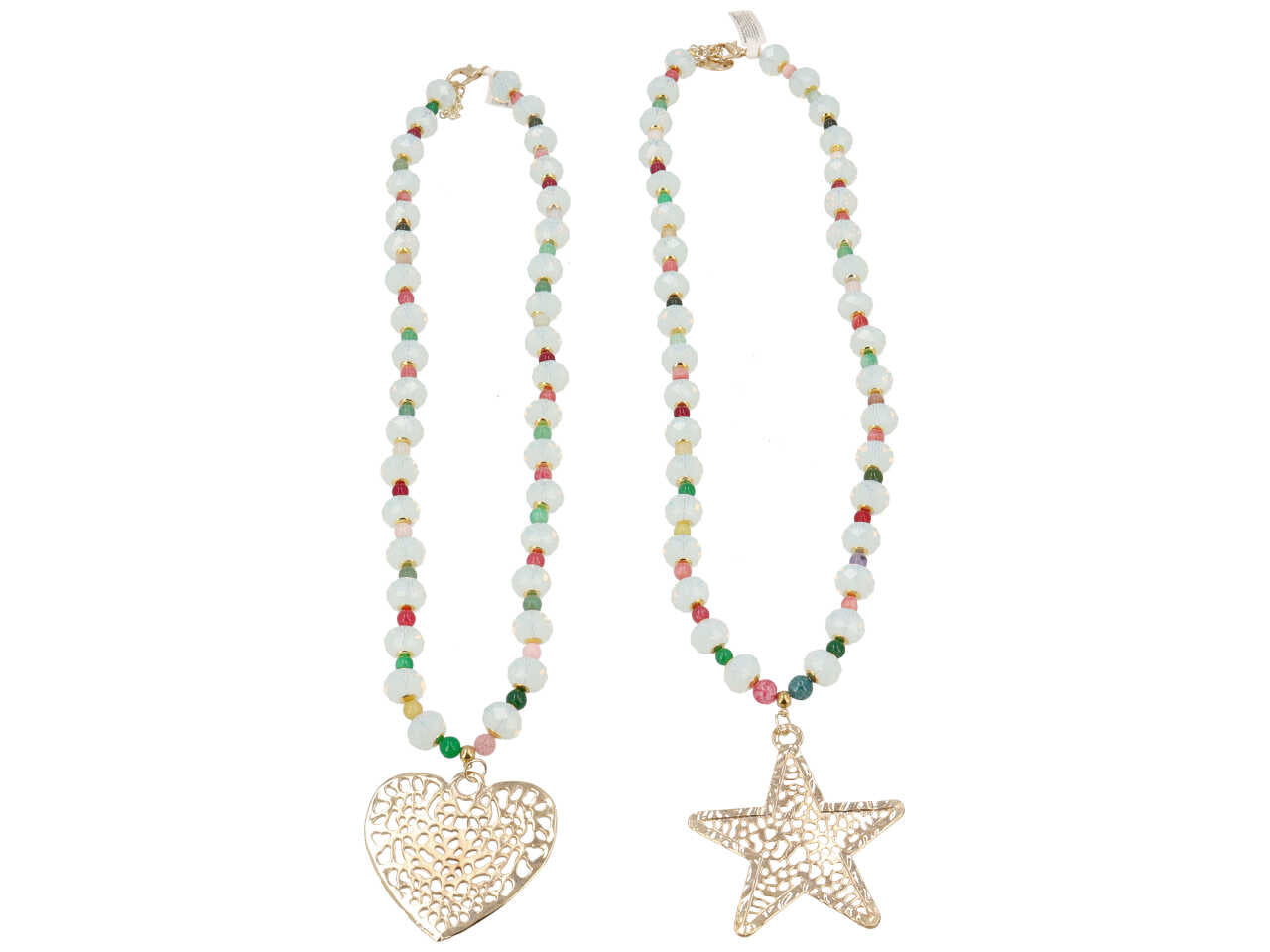 Collana cristallo, acciaio,pietra e lega di zinco