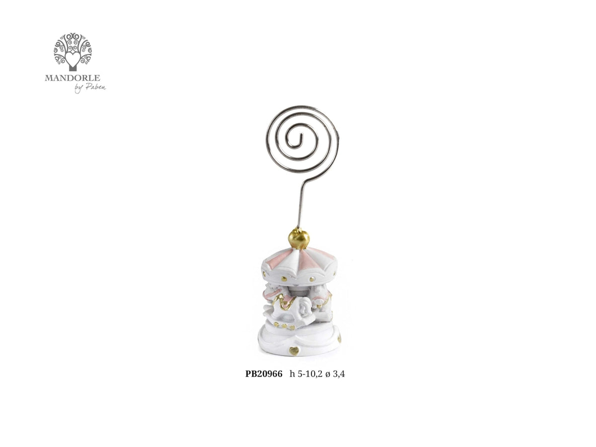 Clip portafoto giostrina in resina e metallo 10,2cm rosa