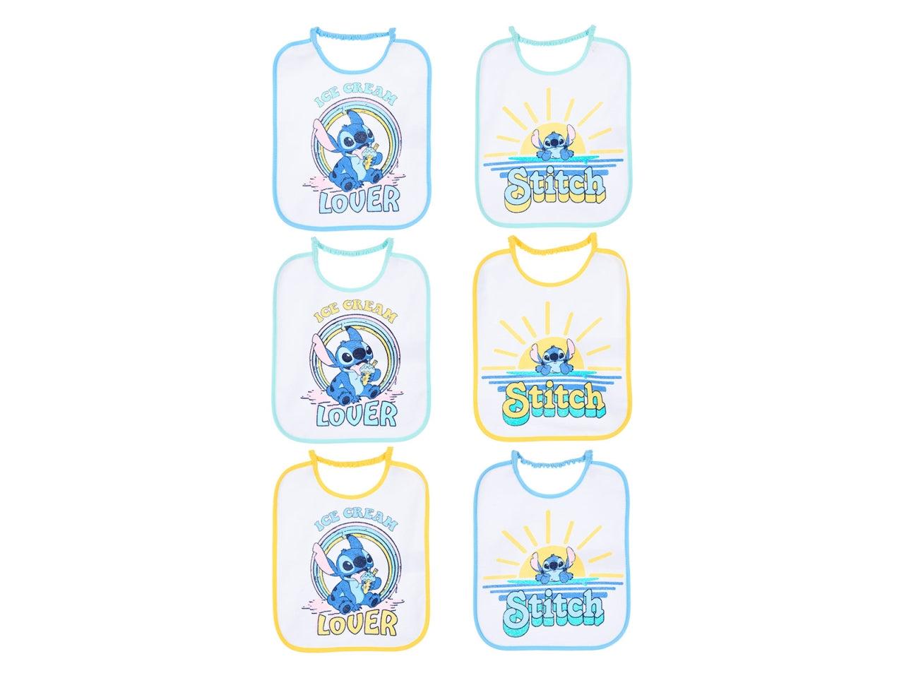 Lilo & stitch bavette 27x22,5cm confezione 6 pezzi assortite