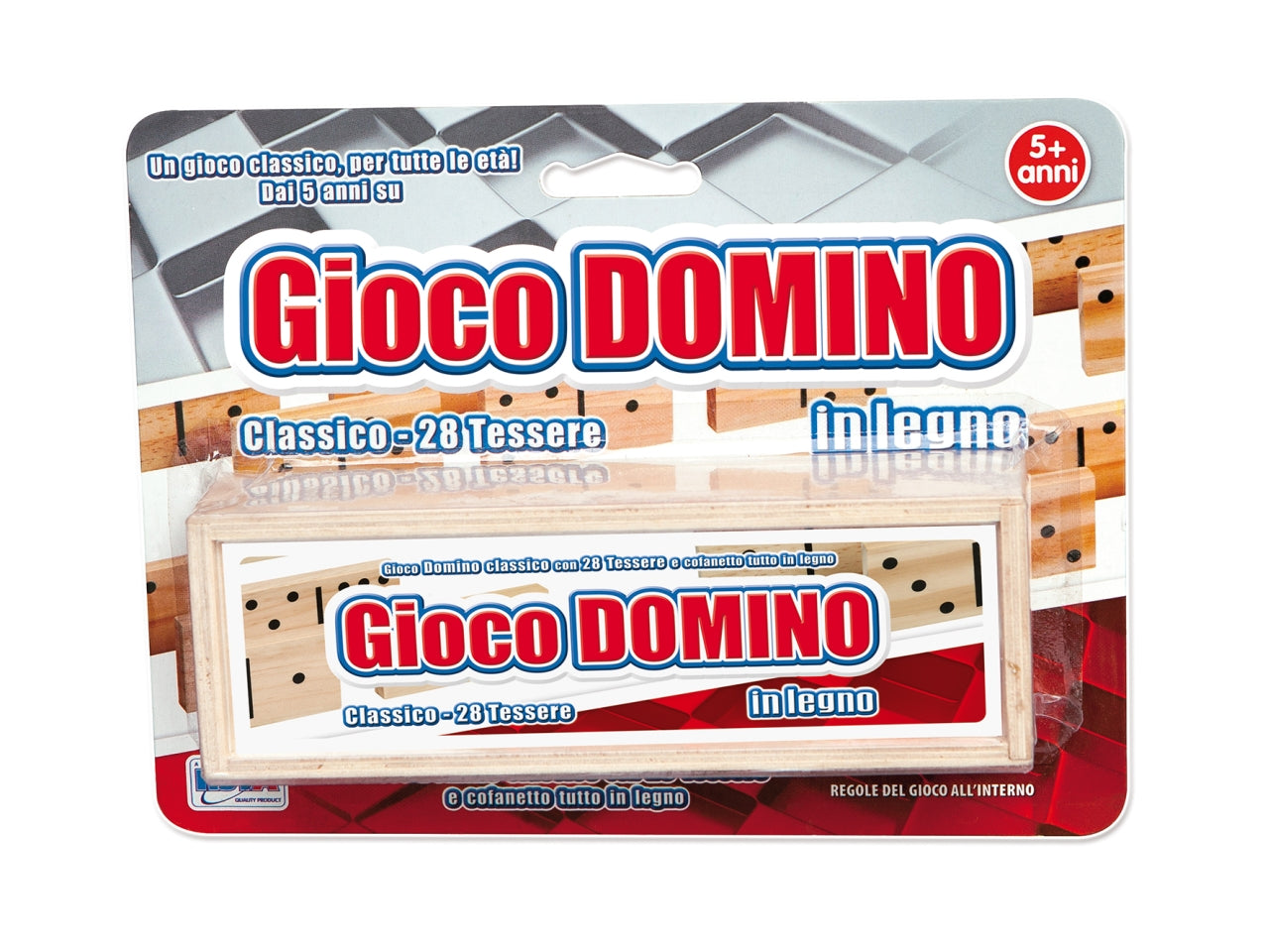 Gioco domino cofanetto in legno con 28 tessere