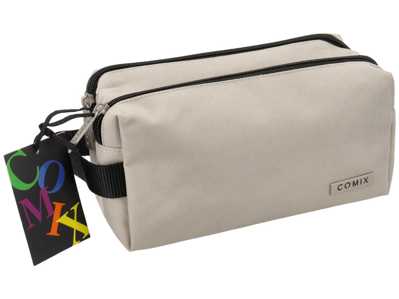 Astuccio 2 zip  comix monocolore taupe