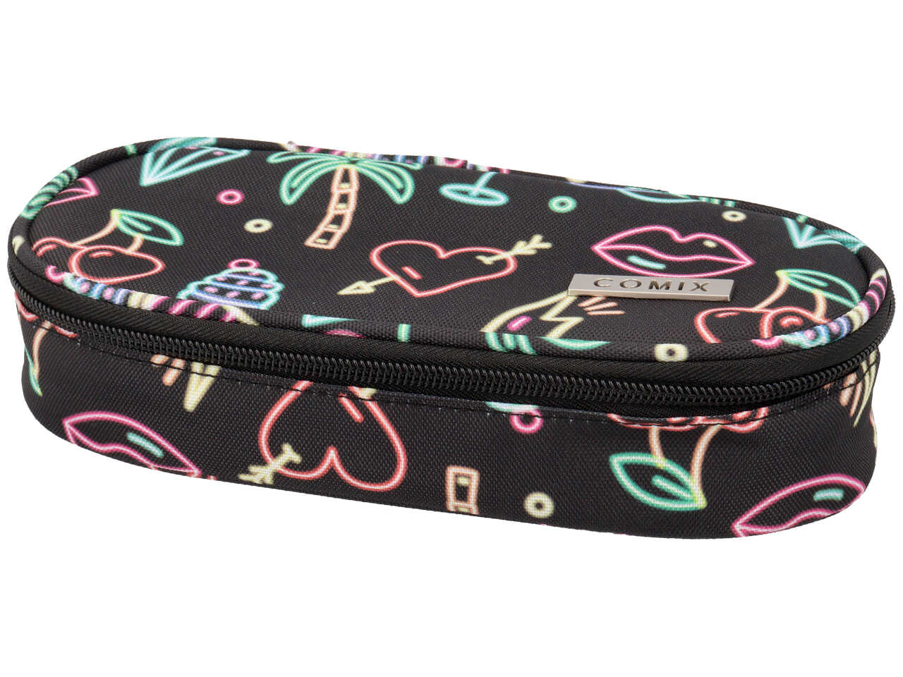 Astuccio ovale comix organizzato allover fantasia neon