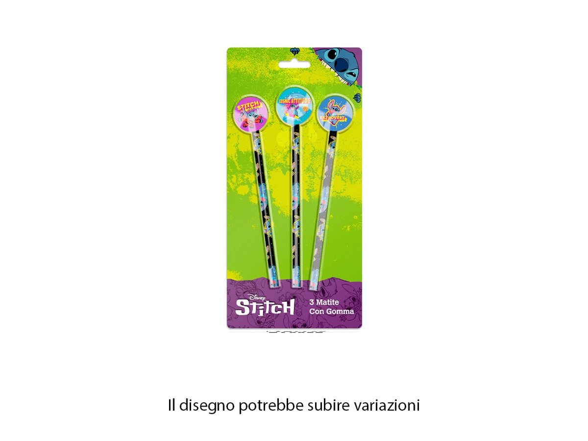 Stitch matite set da 3 matite con gomma